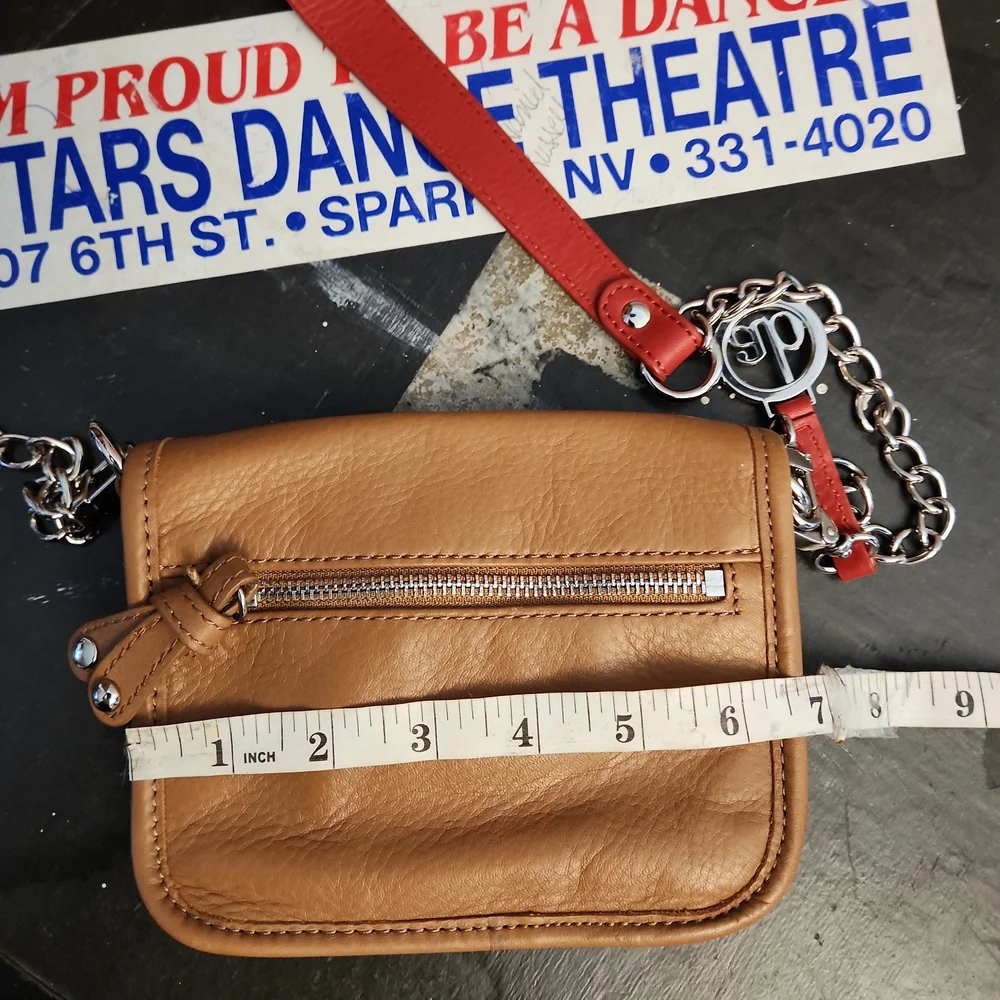 AUDREY BROOKE Leather Crossbody Chain Small